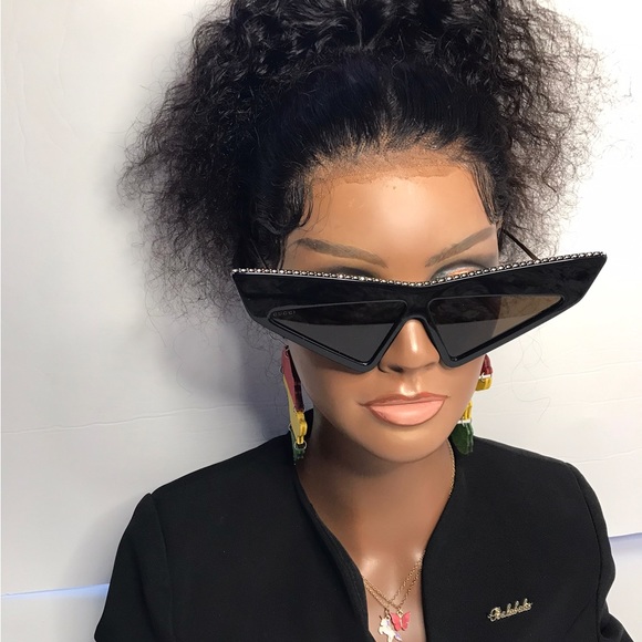 GUCCI Geometric Crystal Sunglasses GG0430S Black